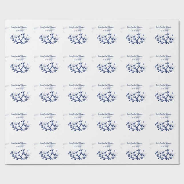 Papel De Regalo ducha de novia de lujo real estrellas azules  (Superficie plana)