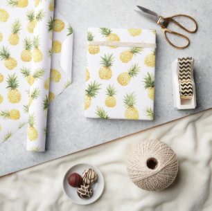 Papel De Regalo Ducha de Novia de Piñas Amarillas Tropicales