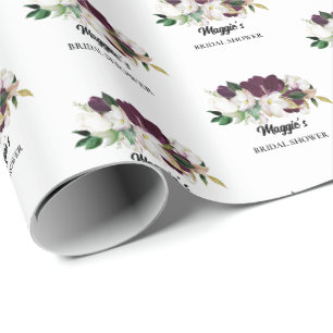 Papel De Regalo Ducha de novia floral de ciruela