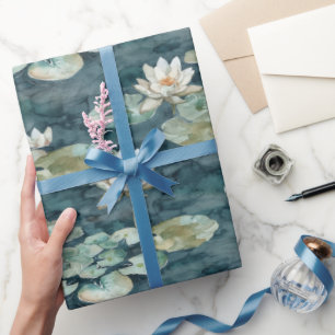 Papel De Regalo Ducha de Novia Floral de Nenúfar de Lago Romántico