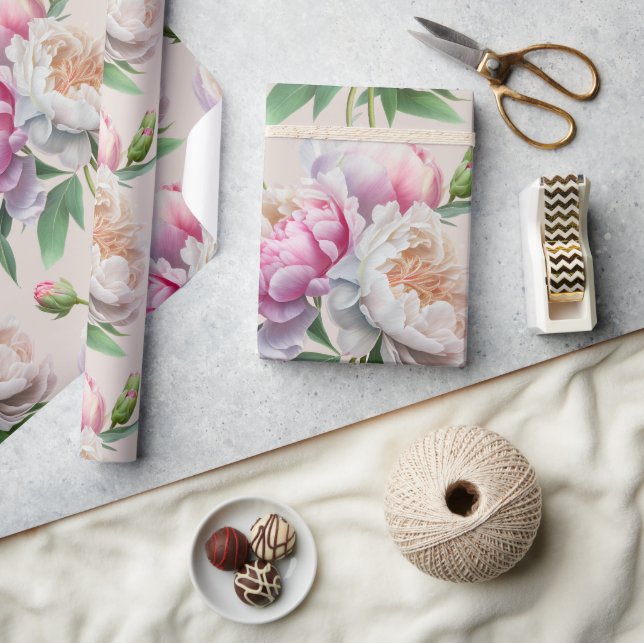 Papel De Regalo Ducha de novia floral de peonies rosados (Artesanía)