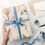 Papel De Regalo Ducha de Novia Floral Mariposas Melocotón<br><div class="desc">Ducha de Novia Floral de Cumpleaños Mariposas Melocotón</div>