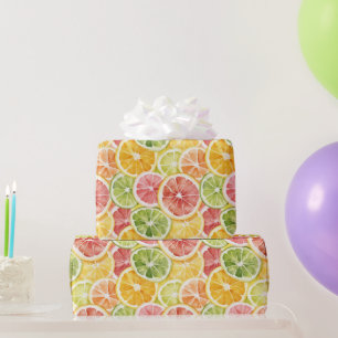 Papel De Regalo Ducha de Novia Fruta Naranja Rosa Verde Fresa
