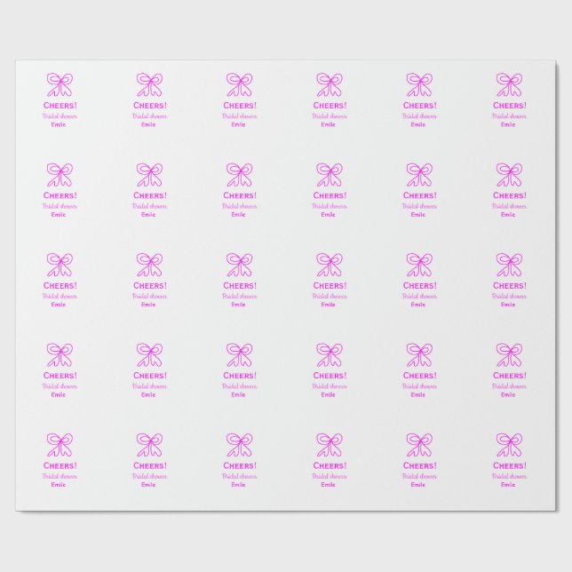 Papel De Regalo Ducha de novia lazo rosa violeta agregar nombre  (Superficie plana)