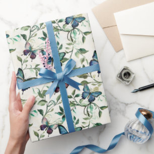 Papel De Regalo Ducha de Novia Mariposas Azules Lindas