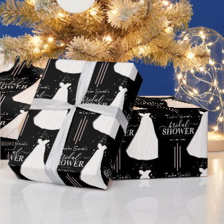 Papel De Regalo Ducha de novia Minimalista negra personalizada