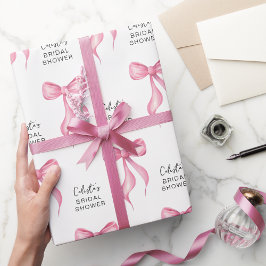 Papel De Regalo Ducha de novia personalizada con lazo rosa