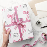 Papel De Regalo Ducha de novia personalizada de Bow rosa<br><div class="desc">Papel de envolvimiento de ducha de novia personalizado con arco rosado. Perfecto para los fiestas de moda "Está atando el nudo". Personaliza con el nombre y el evento de la futura novia. © Kimbellished,  LLC</div>