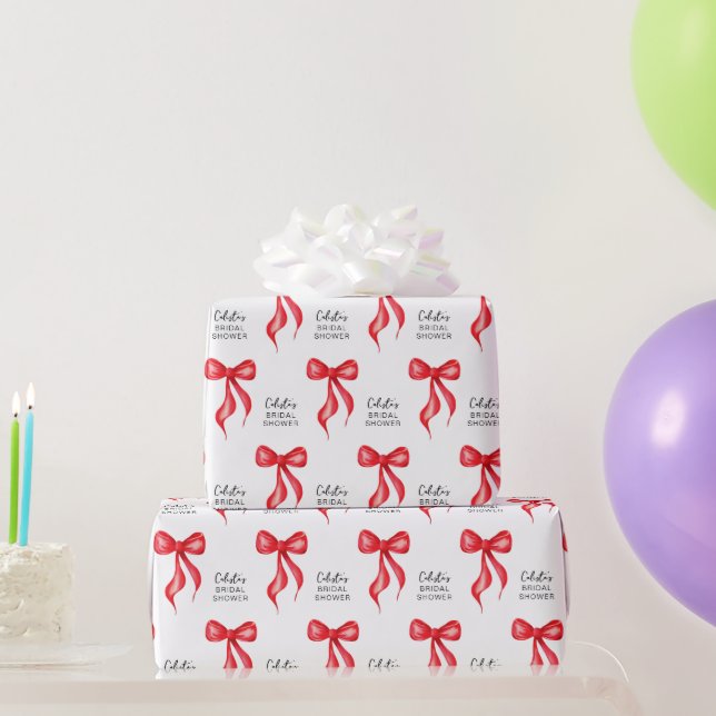 Papel De Regalo Ducha de novia personalizada de Red Bow (Regalos de fiesta)