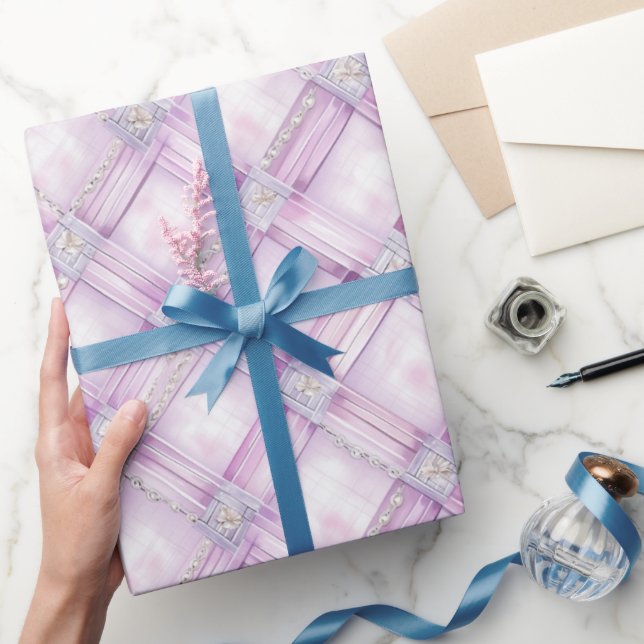 Papel De Regalo Ducha de Novia Rosa Púrpura Perla (Regalar)