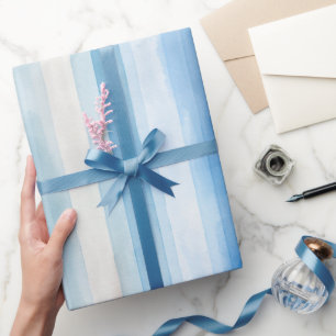 Papel De Regalo Ducha de Novia Santorini Rayas Blancas y Azules