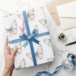 Papel De Regalo Ducha de novias de mariposa blanca bonito<br><div class="desc">Bonito Mariposa Blanca Bridal Shower Boda de cumpleaños</div>