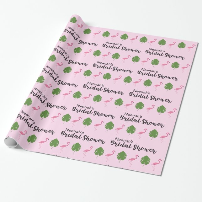 Papel De Regalo Ducha de novias Rosa Flamingo Luau (Desenrollado)
