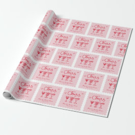 Papel De Regalo Ducha de novias Rosa Rojo Retro Personalizado