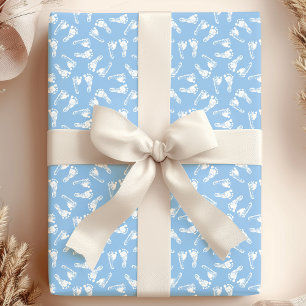 Papel De Regalo Ducha de pies de bebé blancos sobre azul