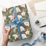 Papel De Regalo Ducha marrón de novias con flores de lirio blanco<br><div class="desc">Ducha marrón de novias con flores de lirio blanco</div>