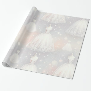 Papel De Regalo Ducha nupcial Boda Vestido Pastel Luces