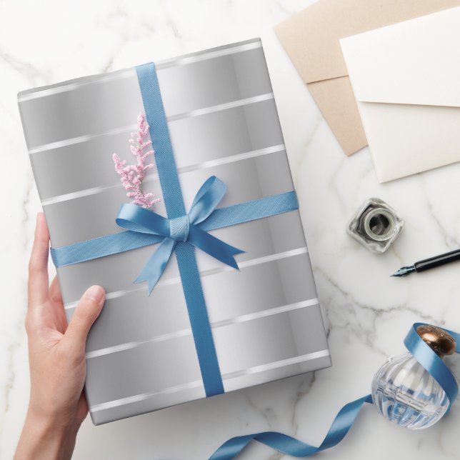 Papel De Regalo Ducha nupcial con cinta de moda plateada (Regalar)