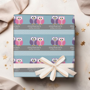 Papel De Regalo Ducha nupcial con pareja de búho en rama
