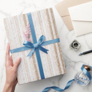 Papel De Regalo Ducha Nupcial de Encaje Falso Marfil Crema