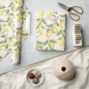Papel De Regalo Ducha Nupcial de Limones Amarillos Frescos