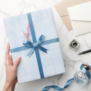 Papel De Regalo Ducha Nupcial de Lino Falso Azul Claro