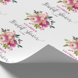 Papel De Regalo Ducha Nupcial Floral Fuchsia Rosa