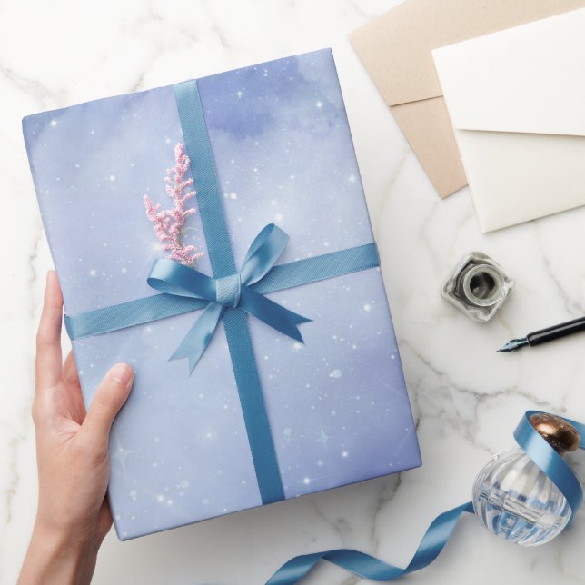 Papel De Regalo Ducha nupcial nublada celestial de vino azul (Regalar)