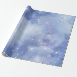 Papel De Regalo Ducha nupcial nublada celestial de vino azul