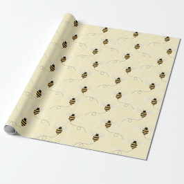 Papel De Regalo Ducha para Bebé Abejas Negro Amarillo Dorado