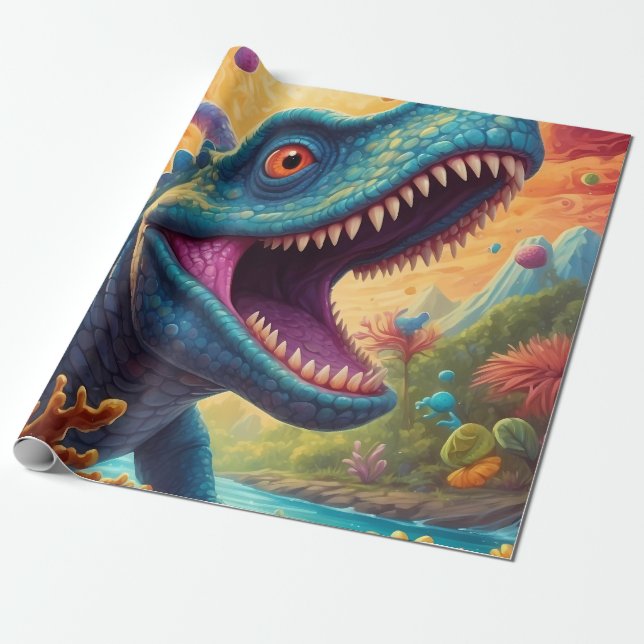 Papel De Regalo Ducha para bebé Dino-Mite (Desenrollado)