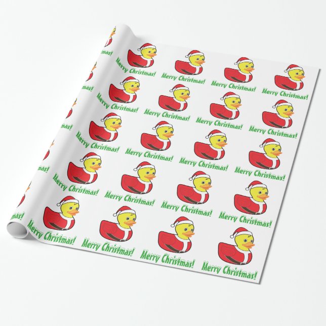 Papel De Regalo Ducky de goma del navidad en el equipo de Santa (Desenrollado)