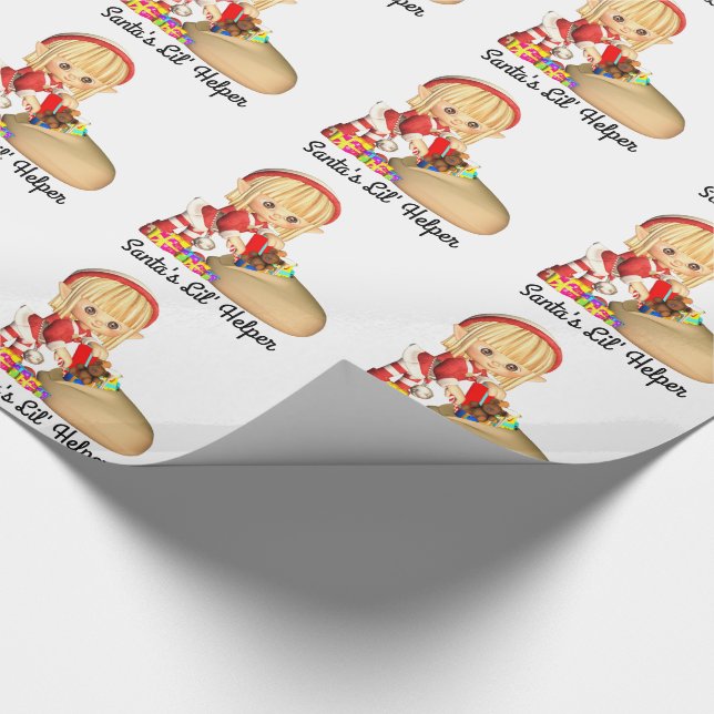 Papel De Regalo Duende rojo del chica del pequeño ayudante de (Esquina)