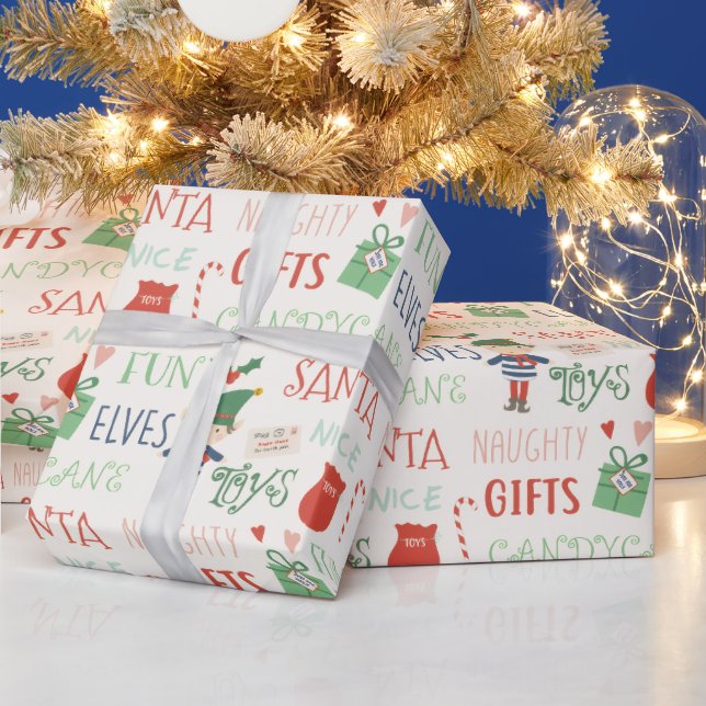 Papel De Regalo Duendes de Navidad y Texto Divertido (Vacaciones)