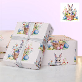 Papel De Regalo Dulce acuarela Semana Santa Cesta de conejito rega