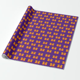 Papel De Regalo Dulce amor gatito naranja jengibre púrpura dibujo
