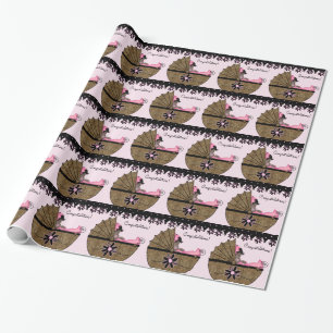 Papel De Regalo Dulce Baby Shower de Leopardo Rosa