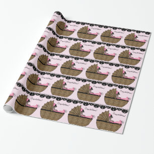 Papel De Regalo Dulce Baño de Bebé Leopardo Rosa