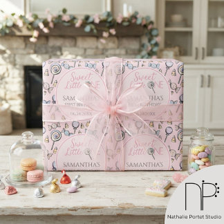 Papel De Regalo Dulce Bebé de Shower de Candy Rosa