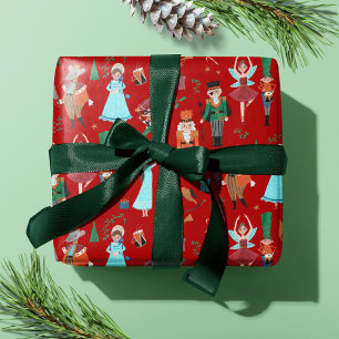 Papel De Regalo Dulce Cascanueces Rojo Fiesta de Navidad