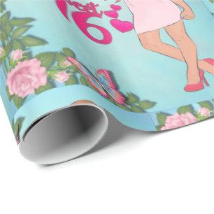 Papel De Regalo Dulce Chica De Cumpleaños 16 Con Flores