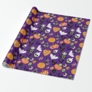 Papel De Regalo Dulce Colorido Espeluznante Truco o Trato Hallowee