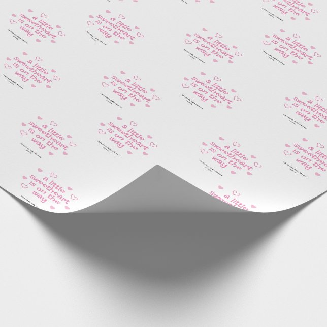 Papel De Regalo Dulce Corazoncito Rosa Fiesta de Bebé Niña  (Esquina)