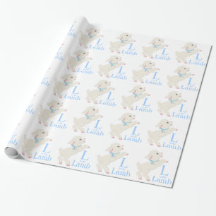 Papel De Regalo Dulce Cordero Azul Baby Shower