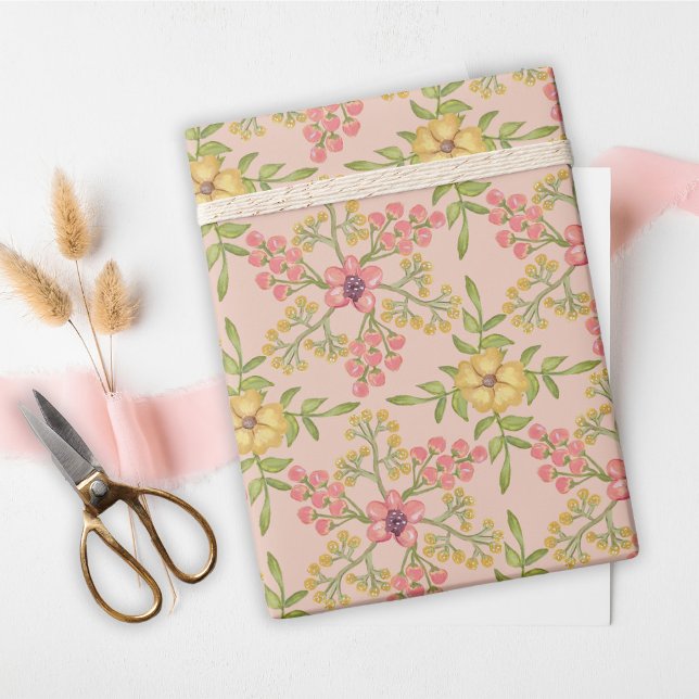 Papel De Regalo Dulce de cumpleaños 16 flores de flores de color r (Subido por el creador)