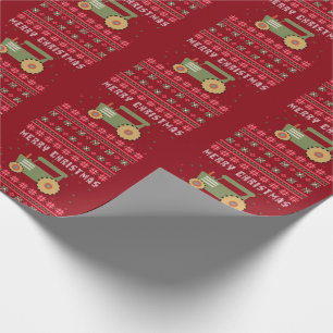 Papel De Regalo Dulce de los Navidades feos del tractor verde