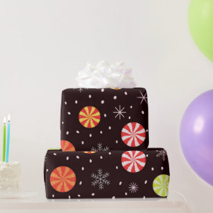 Papel De Regalo Dulce De Menta Navideño Colorido Con Copo De Nieve