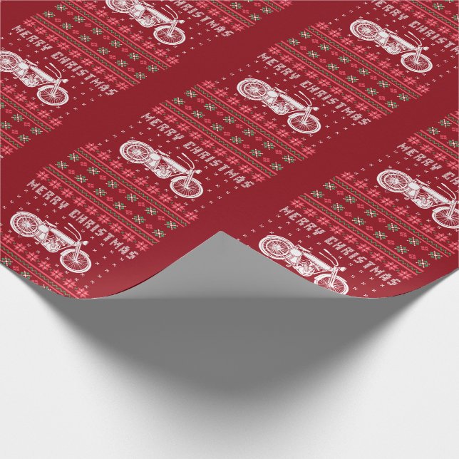 Papel De Regalo Dulce de motocicleta de época Navidades feos (Esquina)