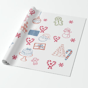 Papel De Regalo Dulce de Navidad Caprichoso Caña de Caramelo y Pan