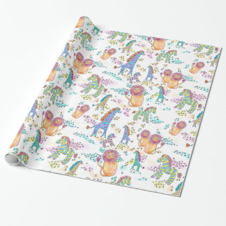 papel de regalo dulce del animal de la selva del